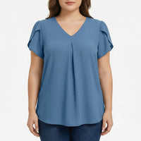 V-Neck Flutter Sleeve Plus Size Blouse - Rosalie