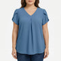 V-Neck Flutter Sleeve Plus Size Blouse - Rosalie