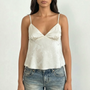 V-Neck Satin Cami Top -  Leona