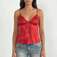 V-Neck Satin Cami Top -  Leona