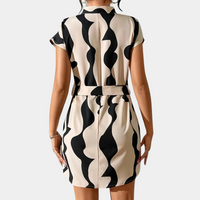 Trendiges Beiges Kleid mit Gürtel - Elena