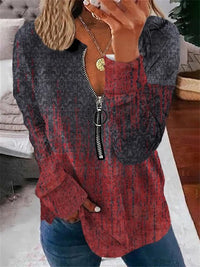 Damen-Top mit Vintage-Muster und halbem Reißverschluss – Milara