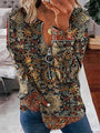 Damen-Top mit Vintage-Muster und halbem Reißverschluss – Milara