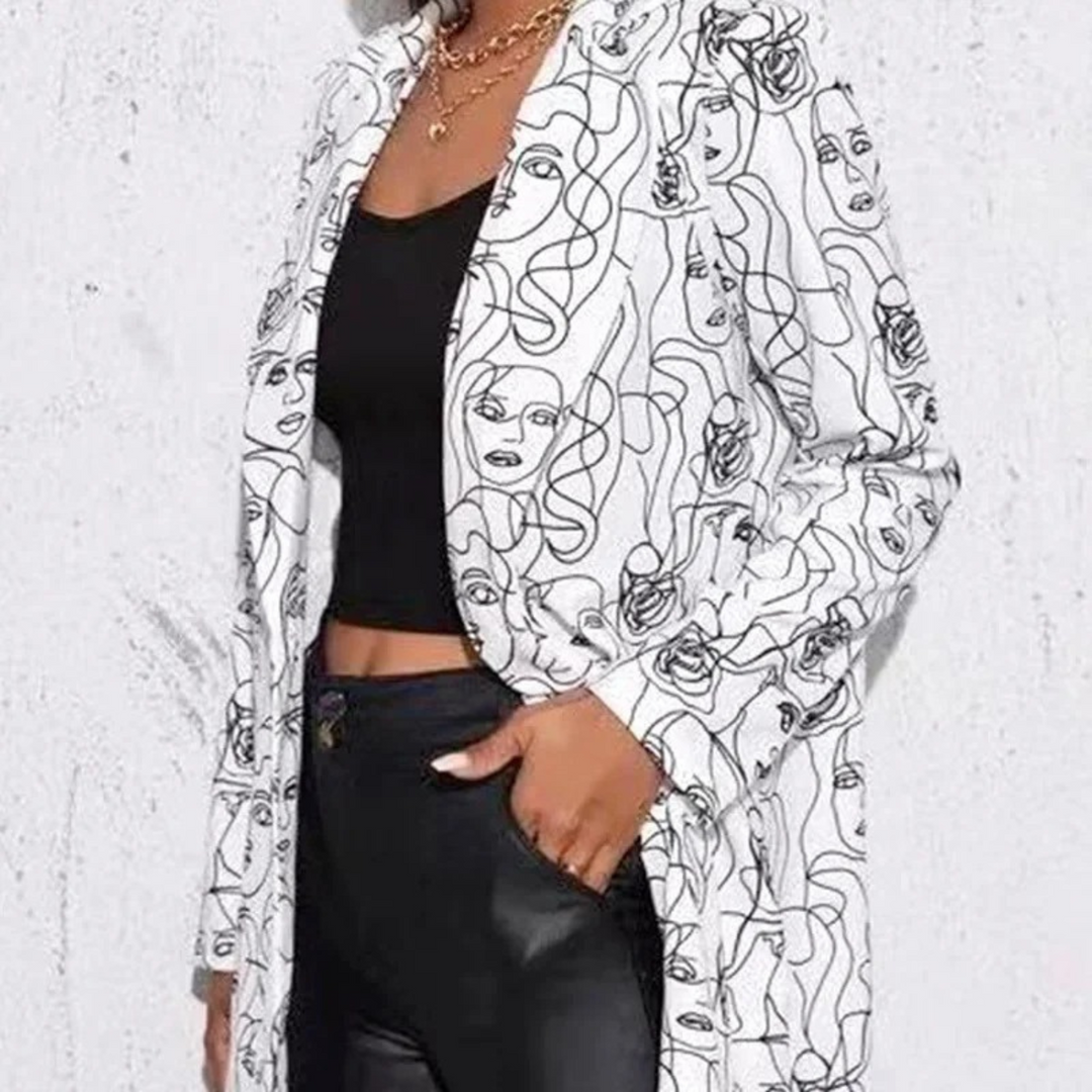 Vintage Lässiger Blazer mit Unregelmäßigem Print - Aria