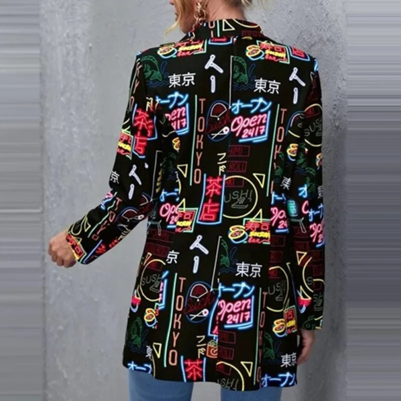 Vintage Lässiger Blazer mit Unregelmäßigem Print - Aria
