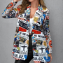 Vintage Lässiger Blazer mit Unregelmäßigem Print - Aria