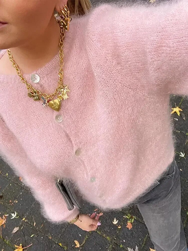 Vintage Plüsch Strickjacke für Damen - Rosie