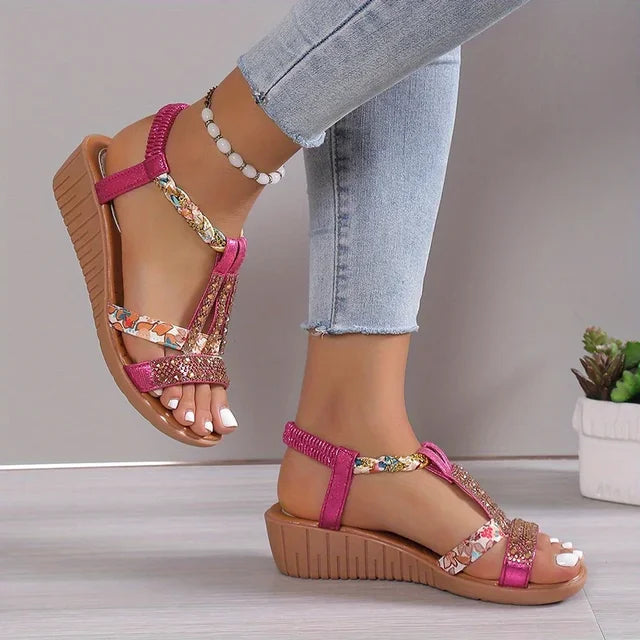 Comfortabele dames orthopedische sleehak sandalen met een zachte zool - Marla