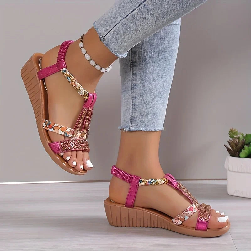 Comfortabele dames orthopedische sleehak sandalen met een zachte zool - Marla