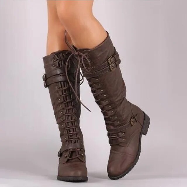 Retro-Schnürstiefel mit Schnalle - Elora
