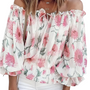 Schulterfreie Blumenbluse mit Rüschen – Fayenne