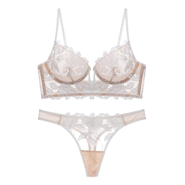 Sexy French Lace Lingerie Set | With Deep V-Neckline