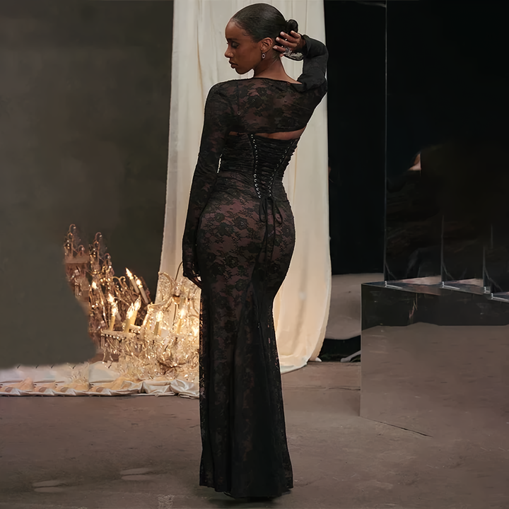 Maxikleid mit Spitze und Trägern - Lena