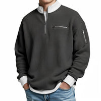 Men's Waffle-Knit Sweater with Quarter-Zip Collar 11