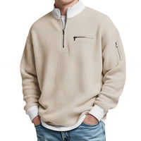 Men's Waffle-Knit Sweater with Quarter-Zip Collar 7