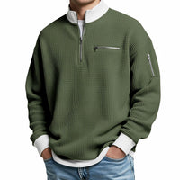 Men's Waffle-Knit Sweater with Quarter-Zip Collar 9
