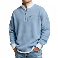 Men's Waffle-Knit Sweater with Quarter-Zip Collar 6