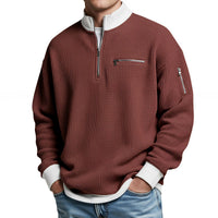 Men's Waffle-Knit Sweater with Quarter-Zip Collar 13