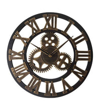 Retro Industriële Wandklok van Hout – Ironwood