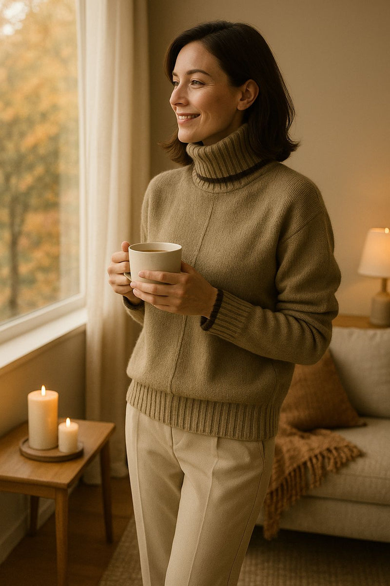 Soft Cashmere Blend Women's Sweater with Turtleneck – Liv