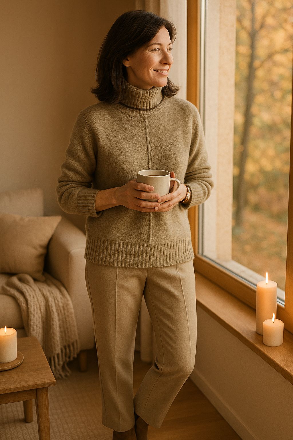 Soft Cashmere Blend Women's Sweater with Turtleneck – Liv