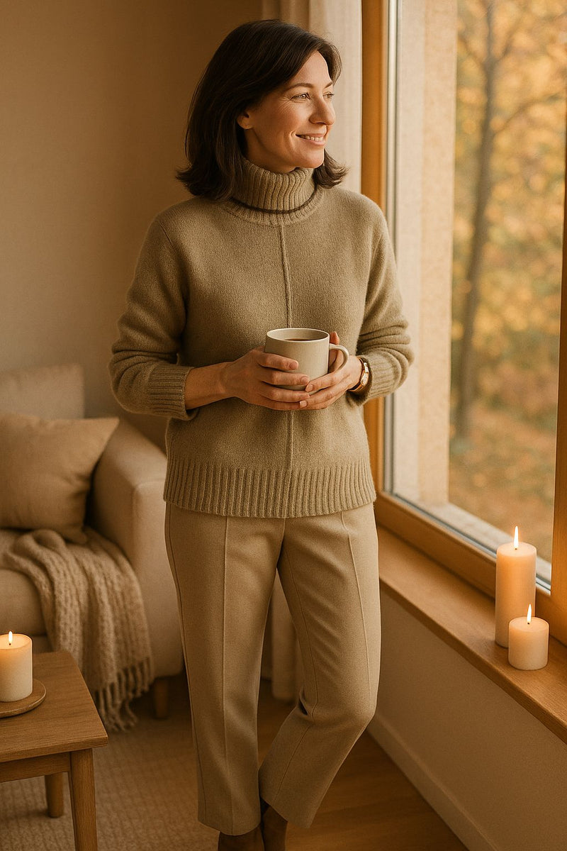 Soft Cashmere Blend Women's Sweater with Turtleneck – Liv