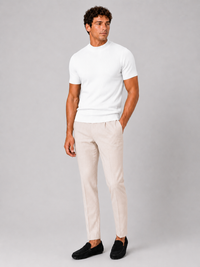 Men's Mock Neck Ribbed T-Shirt Fitted Stretch Short Sleeve Top 13