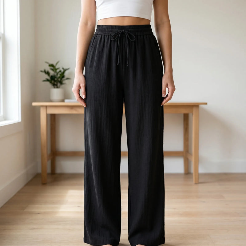 Wide Leg Casual Trousers - Peggy