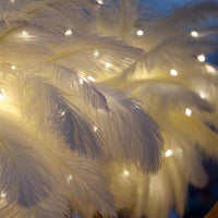 Ostrich Night Lamp | Eccentric Lamp with Feathers & Rose Gold Base