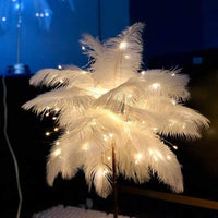 Ostrich Night Lamp | Eccentric Lamp with Feathers & Rose Gold Base