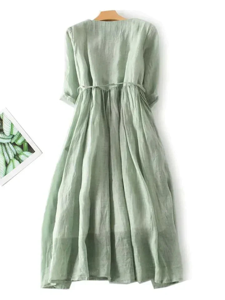 Luftiges Leinenkleid mit lockerem Schnitt für den Sommer - Selina