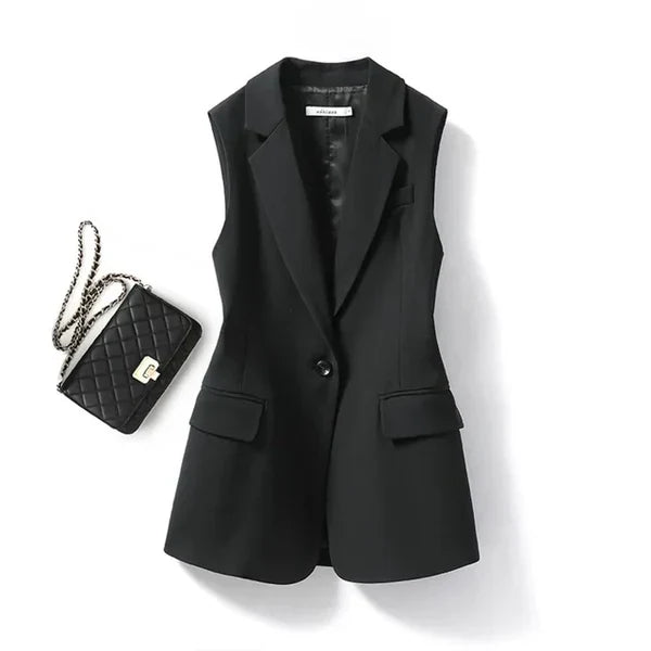 Trendy Mouwloze Blazer - Celeste