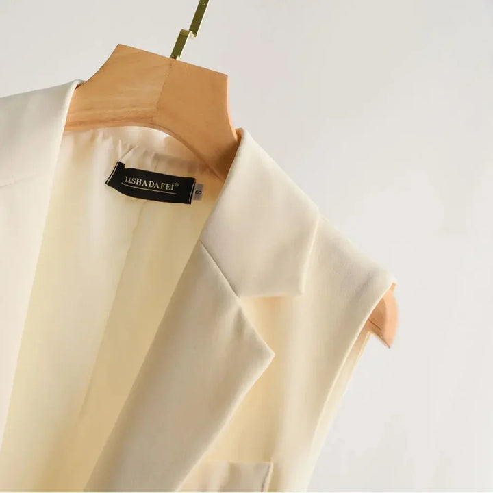 Trendy Mouwloze Blazer - Celeste