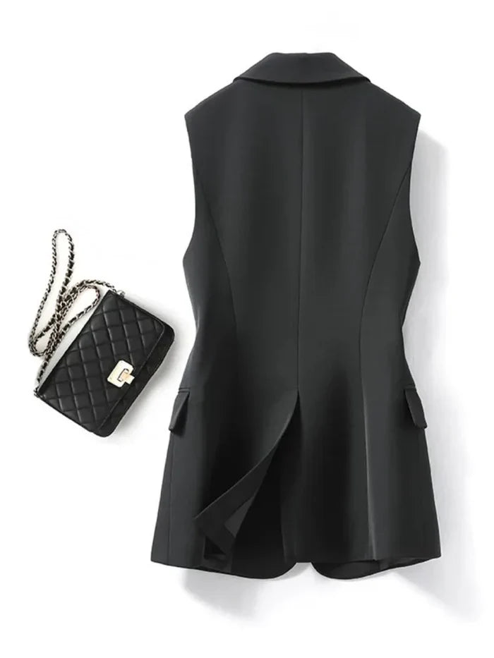Trendy Mouwloze Blazer - Celeste