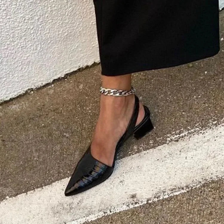 Orthopädische Croco-Braune Pumps - Lara