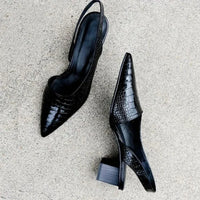 Orthopädische Croco-Braune Pumps - Lara