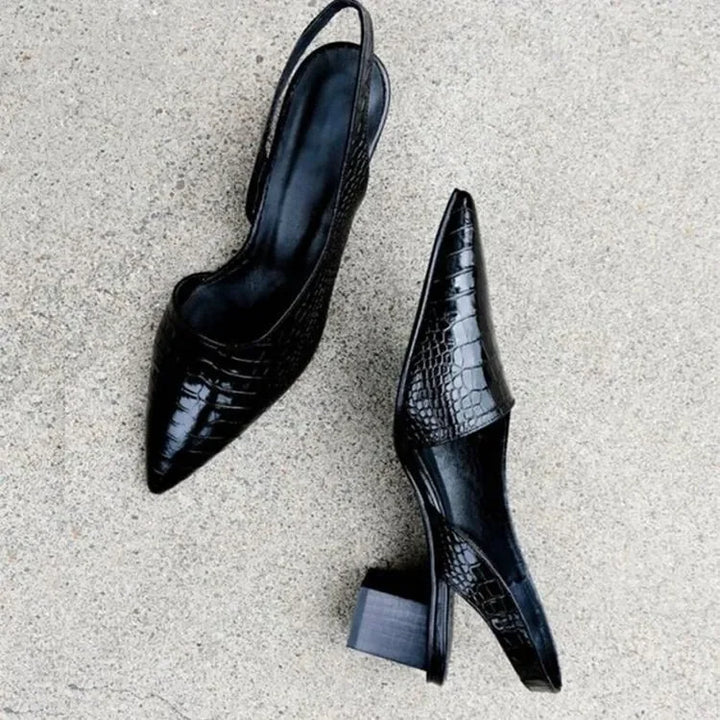 Orthopädische Croco-Braune Pumps - Lara