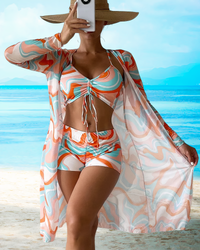 Driedelige Bikiniset met Hoge Taille en Cover-Up – Marisse