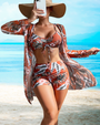 Dreiteiliges Bikini-Set mit hoher Taille und Cover-Up – Marisse