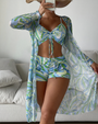 Dreiteiliges Bikini-Set mit hoher Taille und Cover-Up – Marisse