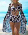 Dreiteiliges Bikini-Set mit hoher Taille und Cover-Up – Marisse