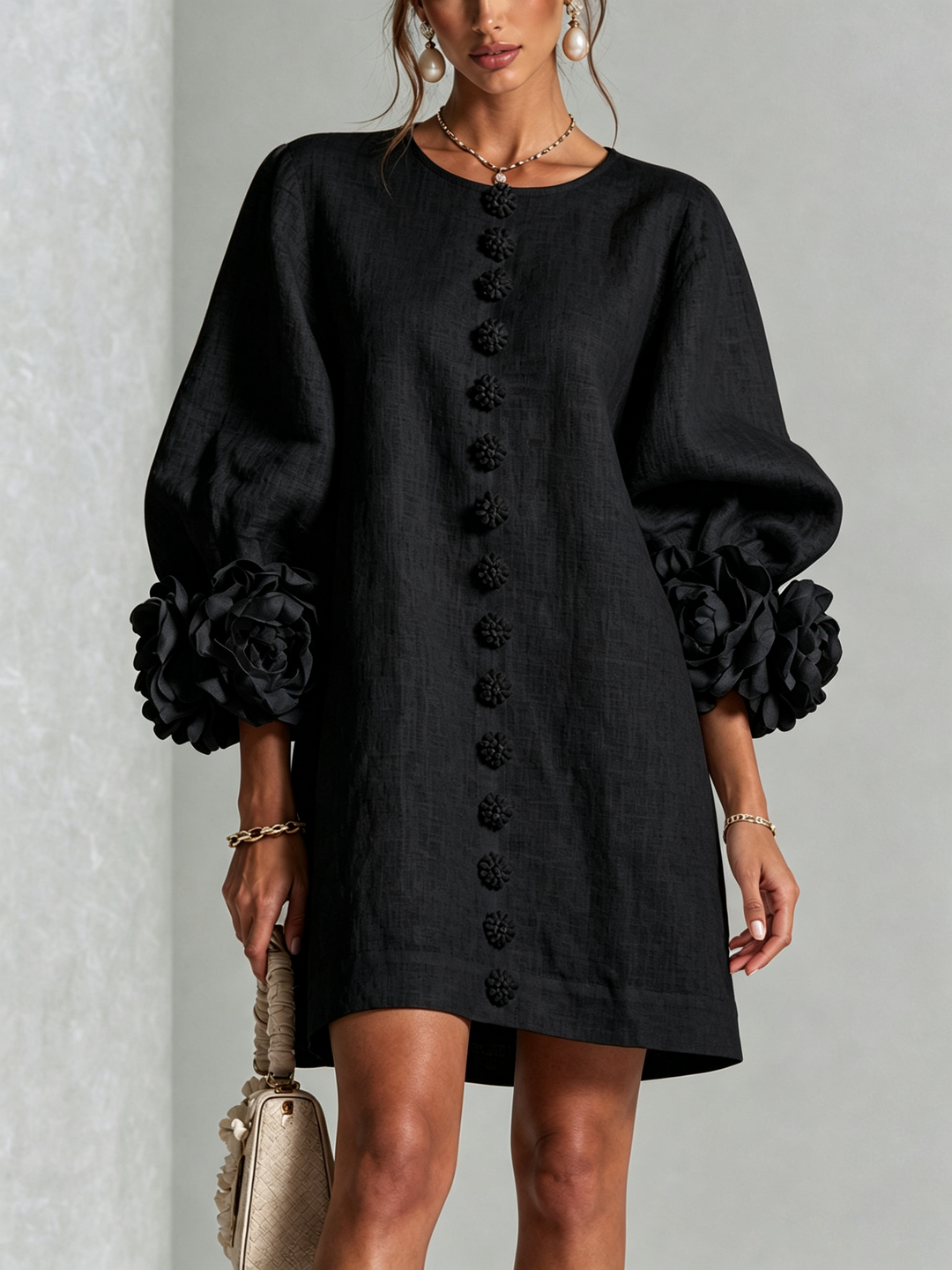 Boryana Colorful Mini Dress with Statement Ruffled Cuffs 15