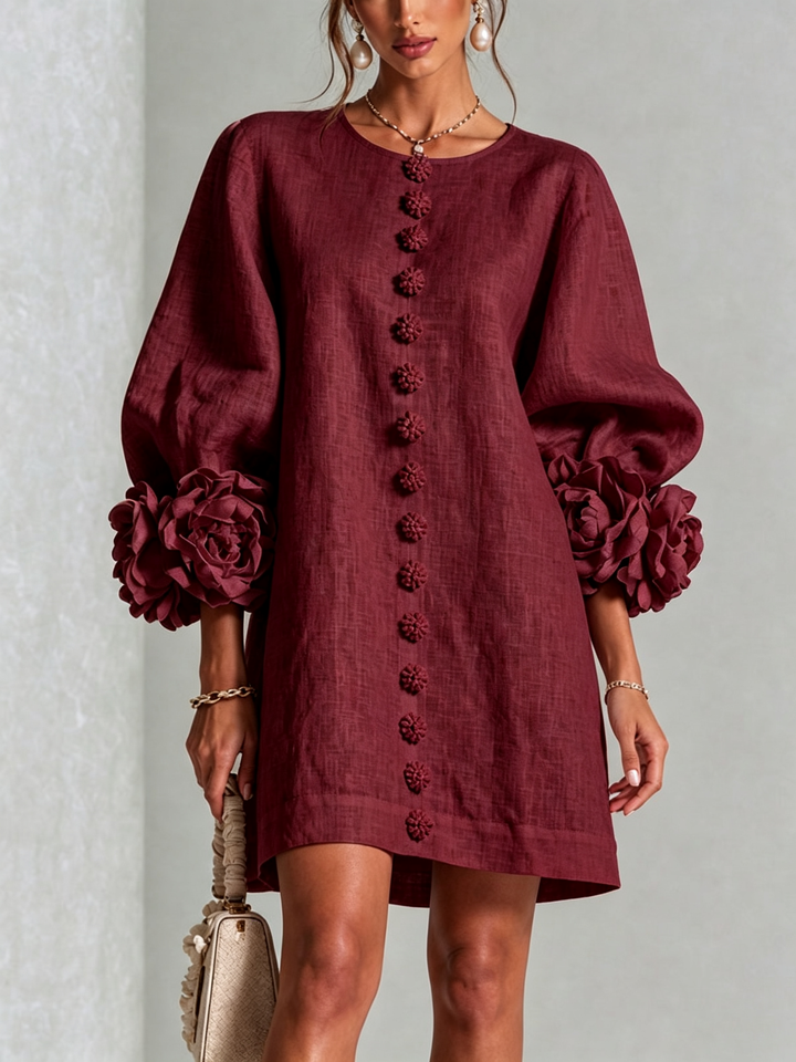 Boryana Colorful Mini Dress with Statement Ruffled Cuffs 35