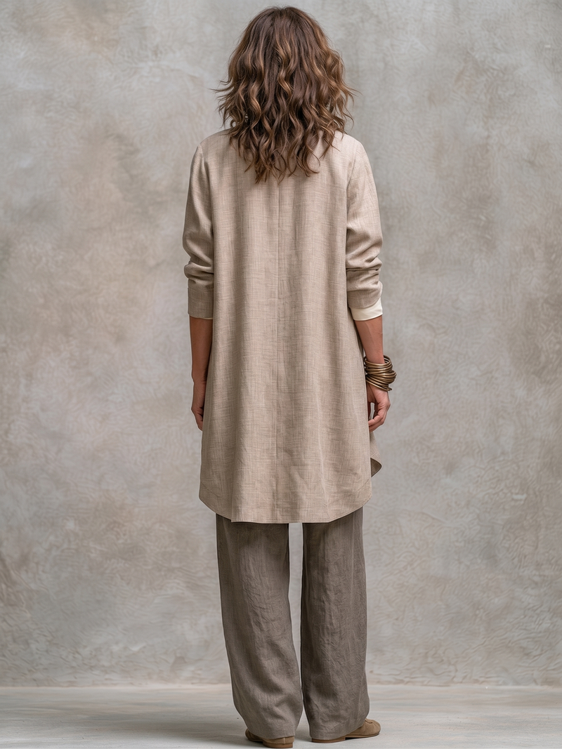 Women's 3-Piece Flowy Set with Open Cardigan and Wide-Leg Pants 6