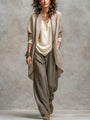 Women's 3-Piece Flowy Set with Open Cardigan and Wide-Leg Pants 1