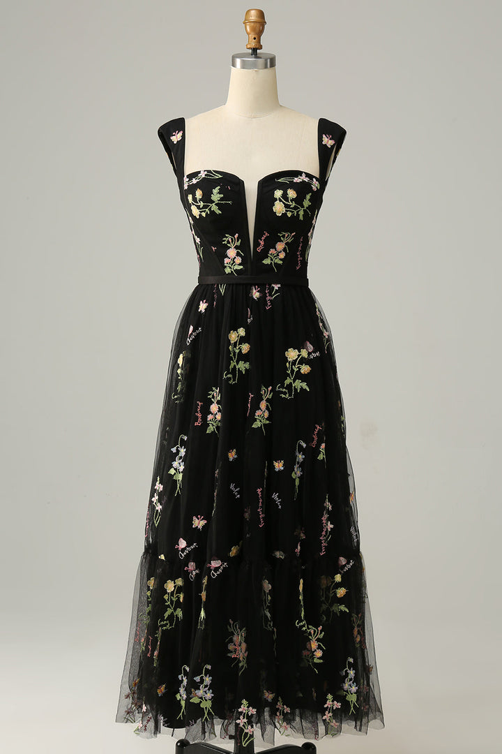Stylish Long A-Line Ball Gown with Embroidery - Anna
