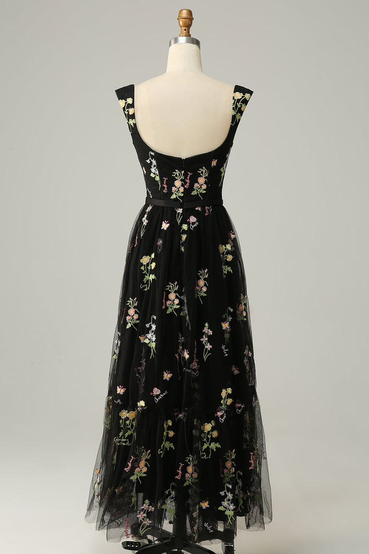 Stylish Long A-Line Ball Gown with Embroidery - Anna
