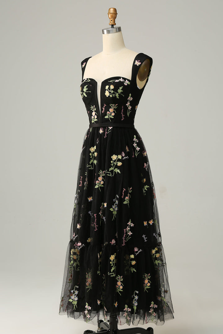 Stylish Long A-Line Ball Gown with Embroidery - Anna