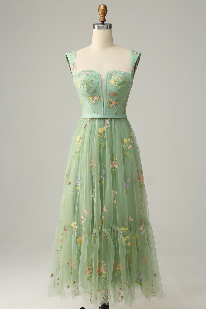 Stylish Long A-Line Ball Gown with Embroidery - Anna