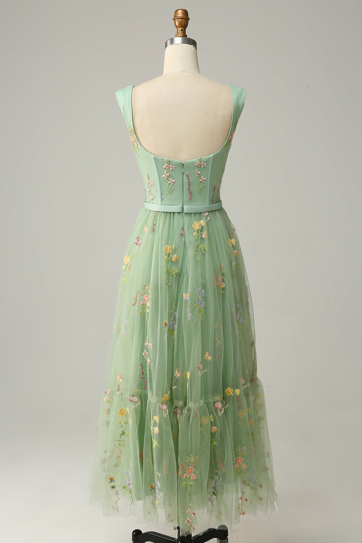 Stylish Long A-Line Ball Gown with Embroidery - Anna